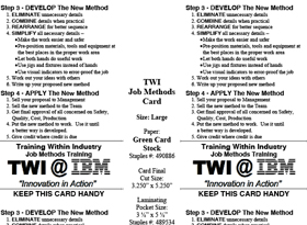 TWI Job Methods Card